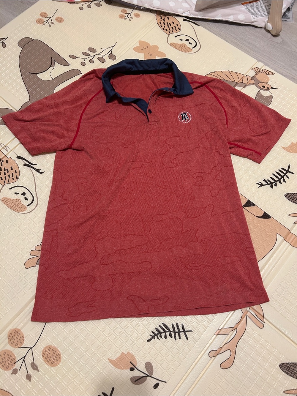 Men's Red Polo with Navy Contrast Collar